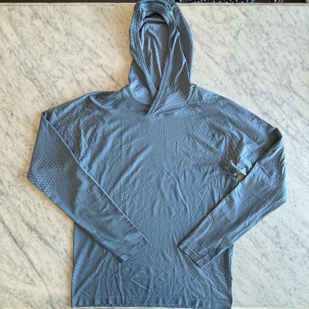 Lululemon Men's Blue Hooded Shirt - Size L